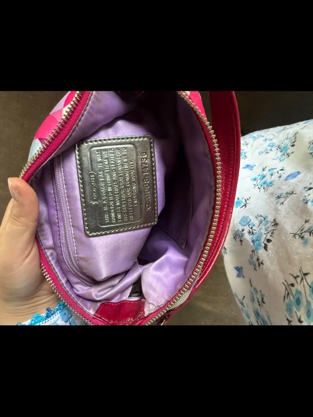 Coach Pink Multi-Color Geometric Mini Shoulder Bag